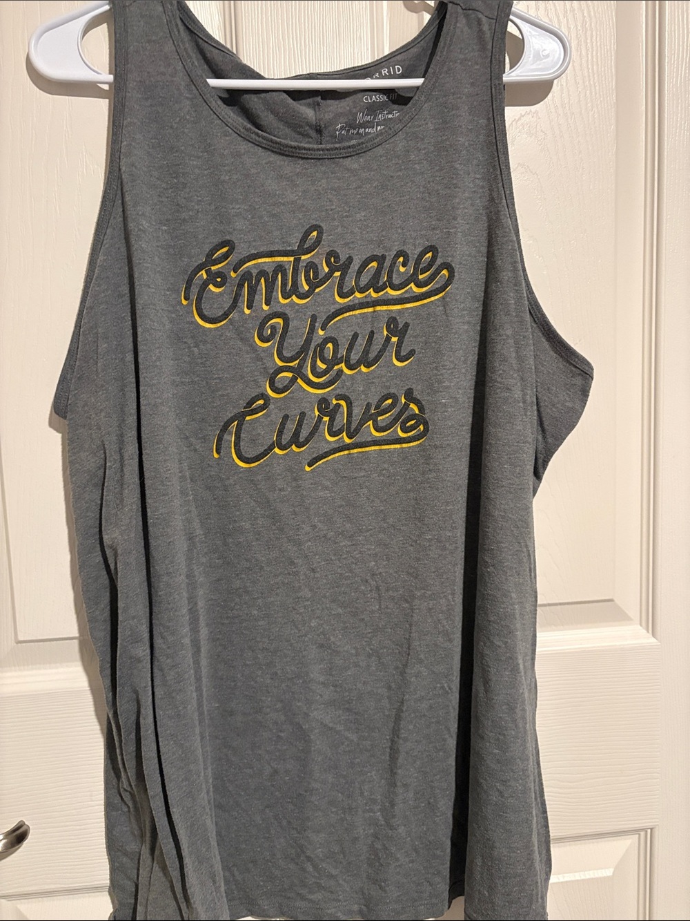 torrid Gray Tank with Yellow Script 'Embrace Your Curves'